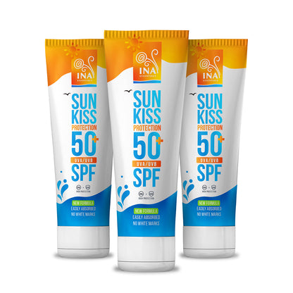 Šeimos rinkinys apsaugai nuo saulės – 2+1 Natūralus Veido ir Kūno Apsaugos nuo Saulės Kremas SPF 50+ su Organine Baltąja Egle