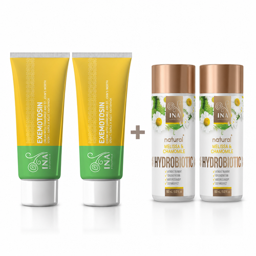 YPATINGA PRIEIGA Pirk 2 kremus nuo psoriazės, egzemos ir dirglintos odos, gauk 2 Hydrobiotic Ramunė ir Melisa nemokamai